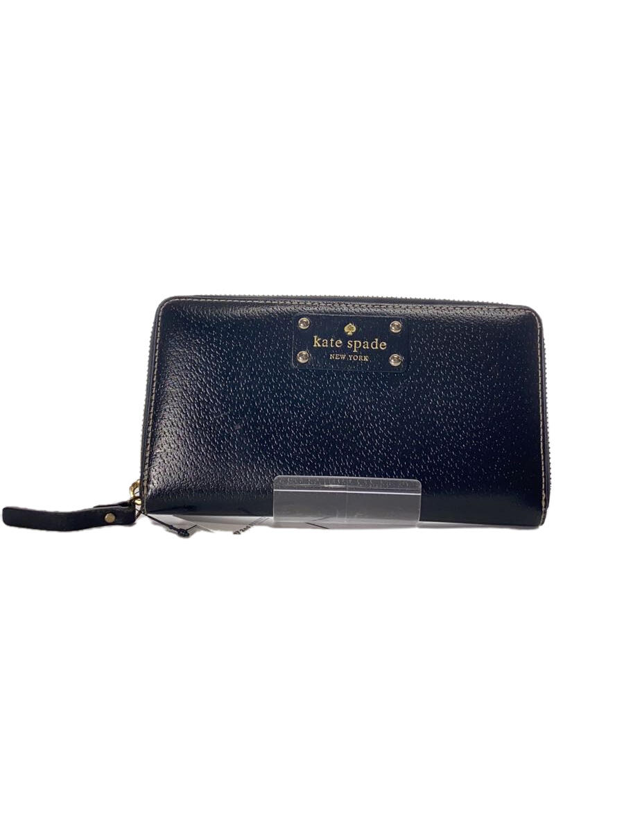 【中古】kate spade new york◆長財布/牛革/BLK/無地/レディース/WLRU1153【服飾雑貨他】