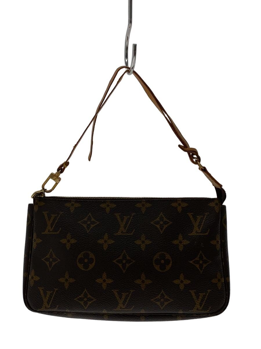 【中古】LOUIS VUITTON◆1)ポシェット・アクセソワール_モノグラム・キャンバス/PVC/BRW/総柄【バッグ】