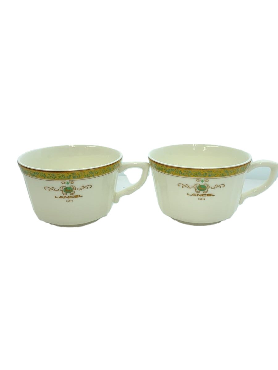 【中古】LANCEL◆グラス/2点セット/カップアンドソーサー/ティーカップ/ホワイト【キッチン用品】