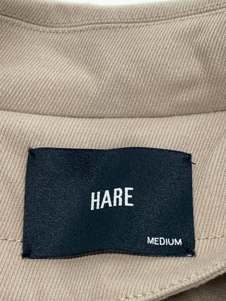 【中古】HARE◆トレンチコート/M/ポリエステル/BEG/無地/HA030249AD【メンズウェア】
