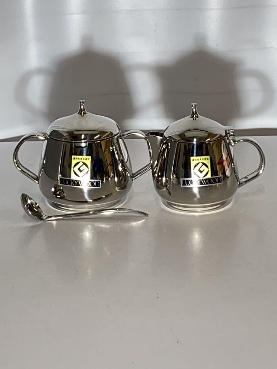 【中古】LUCKYWOOD◆ミルクポット・シュガーポット/2点セット/SLV【キッチン用品】