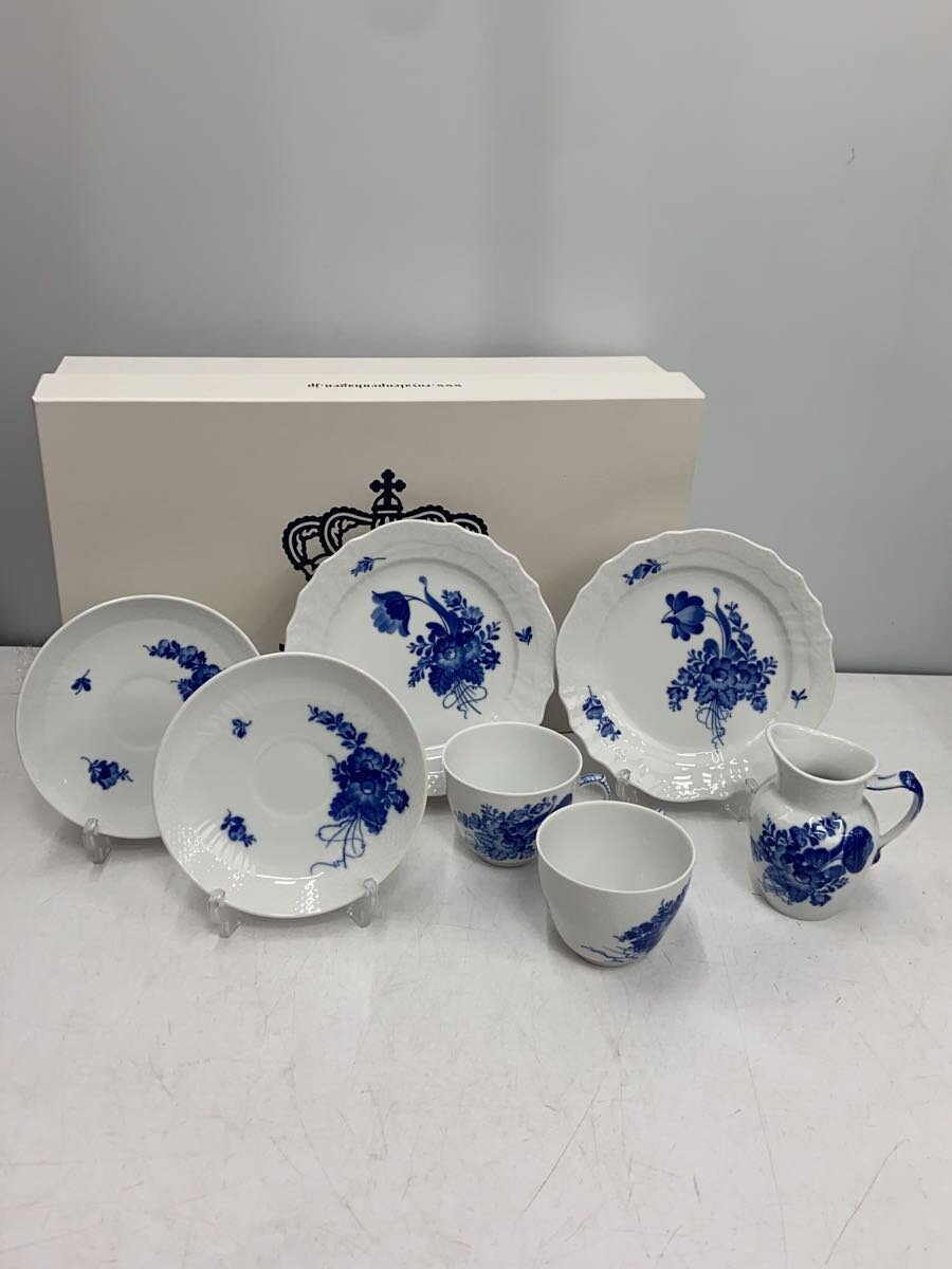 【中古】ROYAL COPENHAGEN◆7点セット/BLU/カップ＆ソーサー・小皿・ミルク入れ【キッチン用品】
