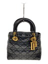 【中古】Christian Dior◆MY ABC/レディーディオール/トートバッグ/レザー/BLK/無地【バッグ】