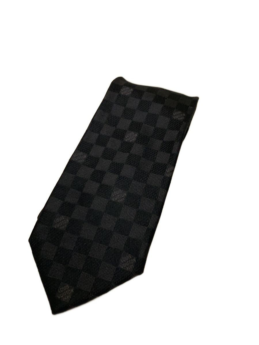 【中古】LOUIS VUITTON◆ネクタイ/シルク/BLK/総柄/メンズ【服飾雑貨他】