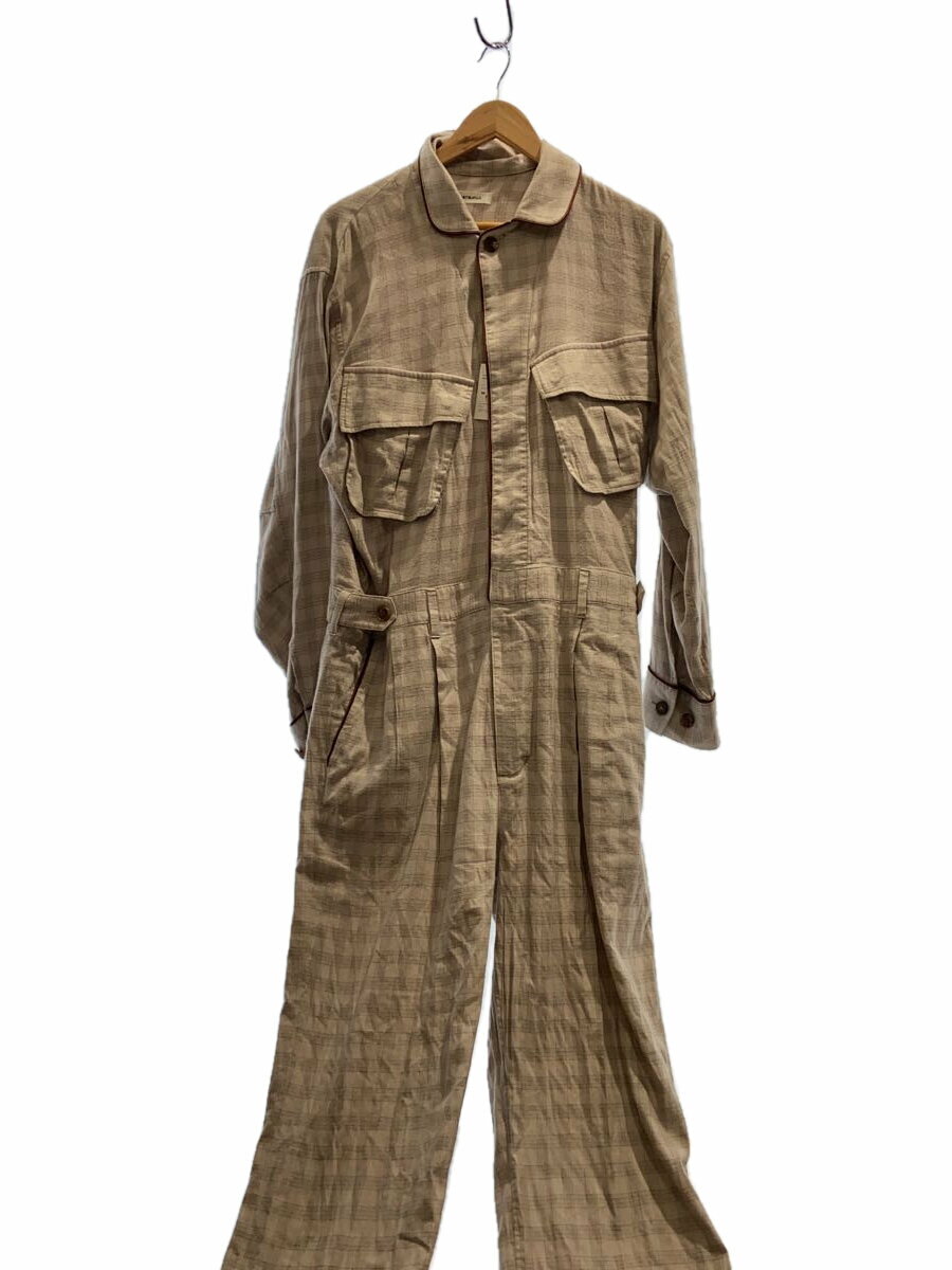【中古】MATSUFUJI◆Jumpsuit/ジャンプスーツ/オールインワン/--/コットン/BEG/チェック【メンズウェア】