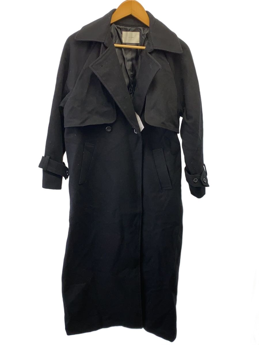 【中古】louren◆コート/FREE/ウール/BLK/無地/lo204-07【レディースウェア】