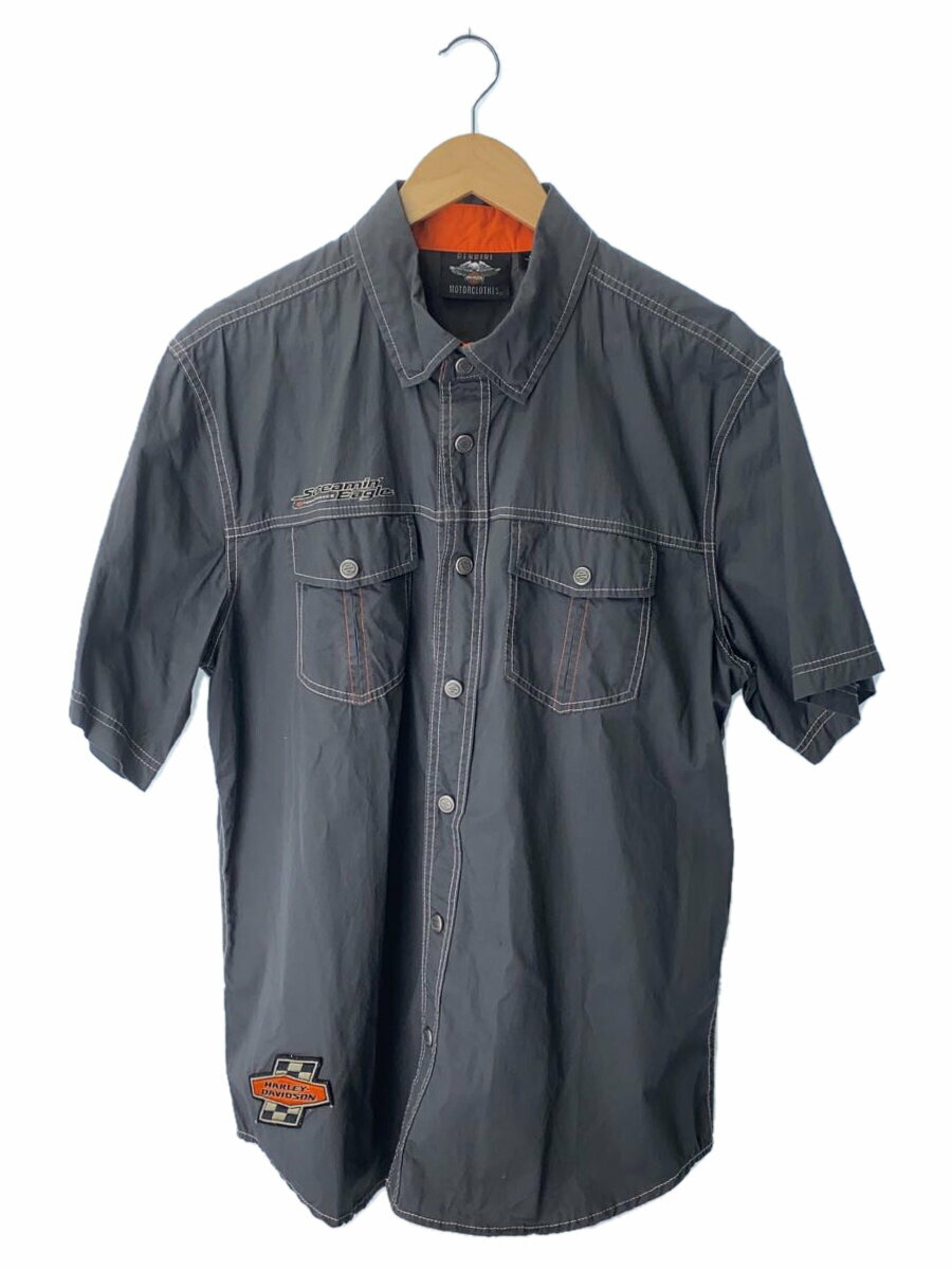 【中古】HARLEY DAVIDSON◆半袖シャツ/L/コットン/GRY/無地【メンズウェア】