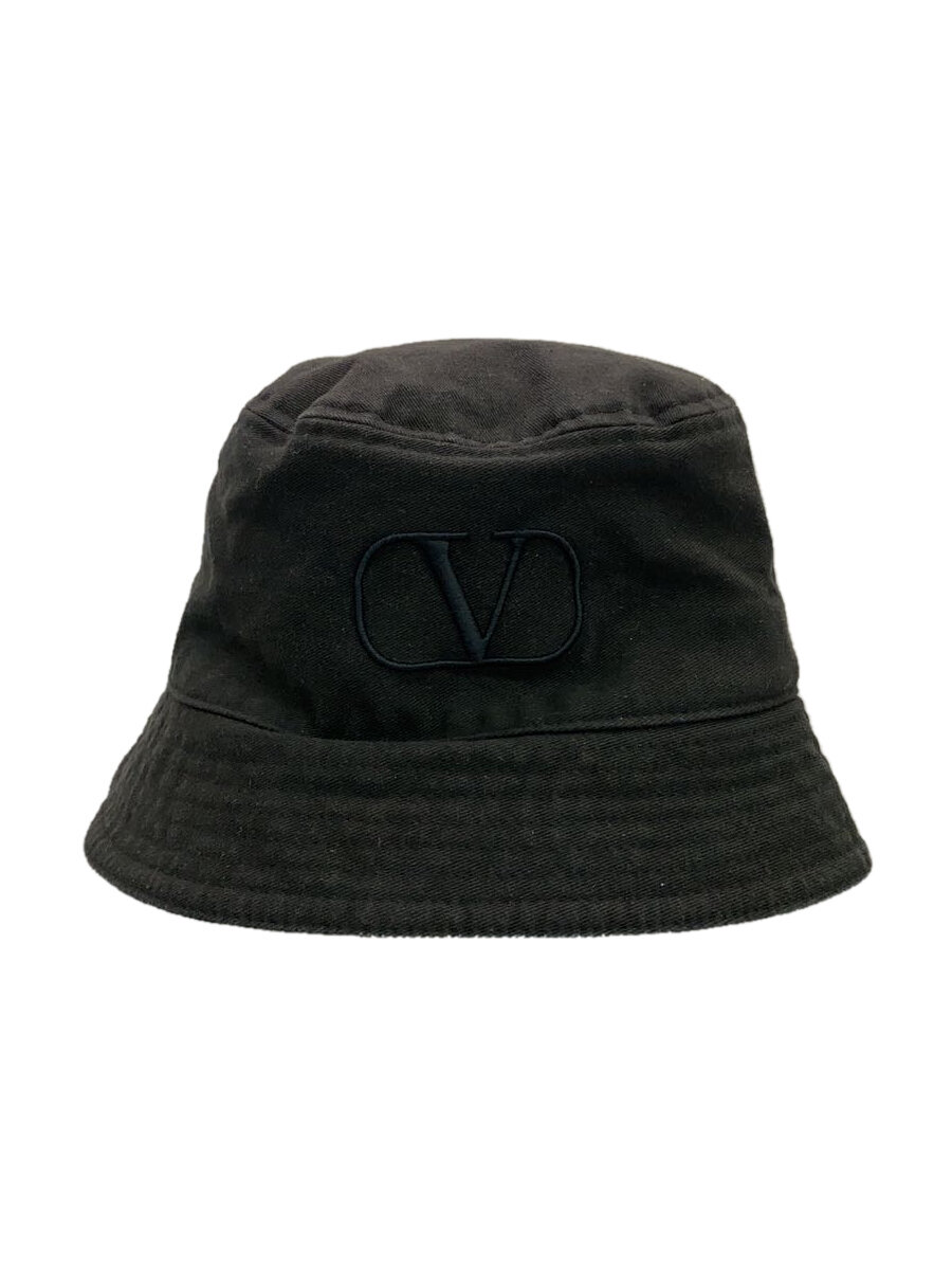 【中古】VALENTINO GARAVANI◆バケットハット/59/コットン/BLK/無地/レディース/1Y0HGA11HCY/色落ち有【服飾雑貨他】