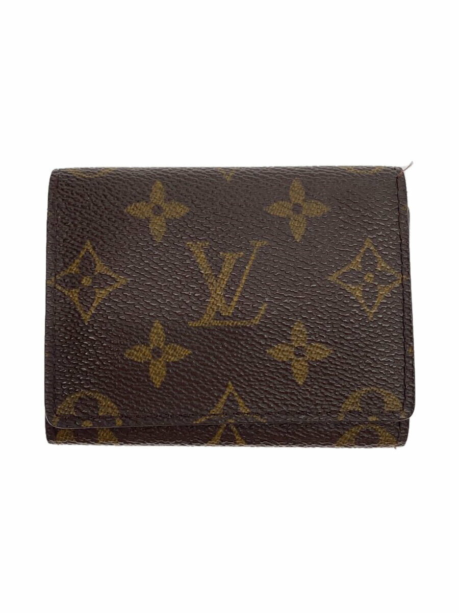 【中古】LOUIS VUITTON◆アンヴェロップ・カルトドゥヴィジット_モノグラム・キャンバス_BRW/キャンバス/ブラウン/メンズ【服飾雑貨他】