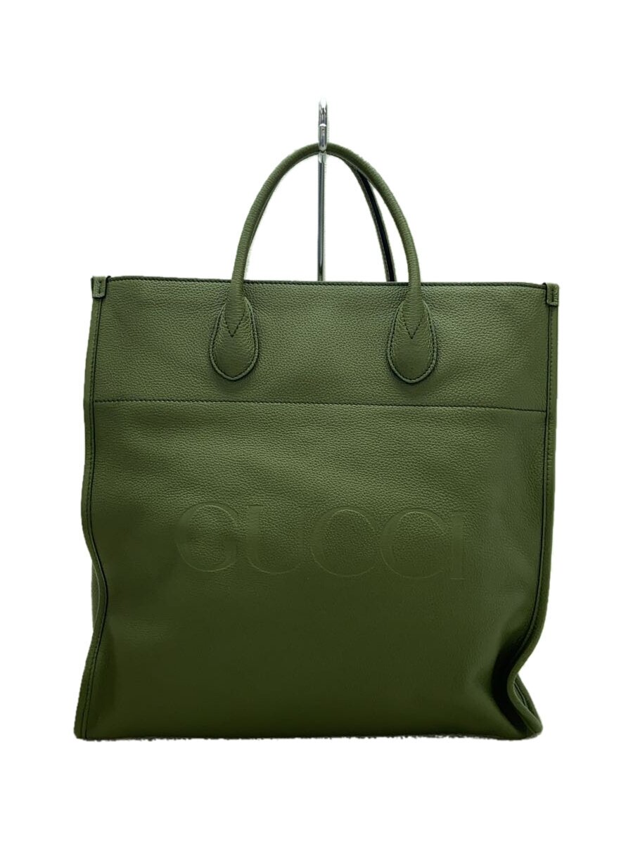 GUCCI - 【中古】GUCCI◆ロゴミディアムトートバッグ/トートバッグ/レザー/GRN/674850//【バッグ】