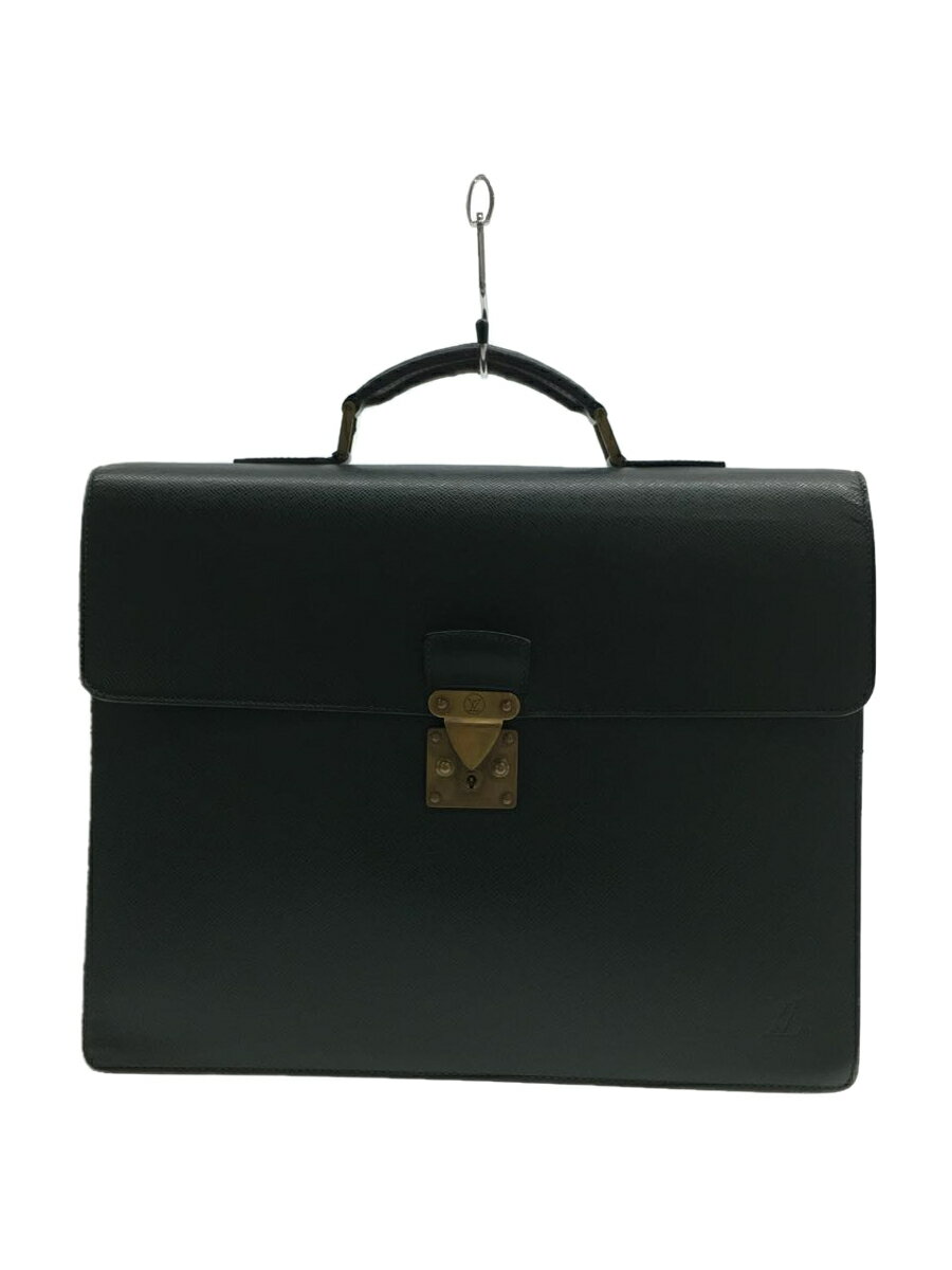 【中古】LOUIS VUITTON◆モスコバ_タイガ_BLK/レザー/グリーン【バッグ】