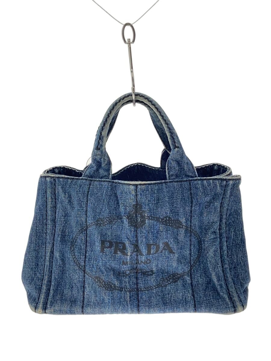 PRADA - 【中古】PRADA◆ハンドバッグ/コットン/BLU【バッグ】