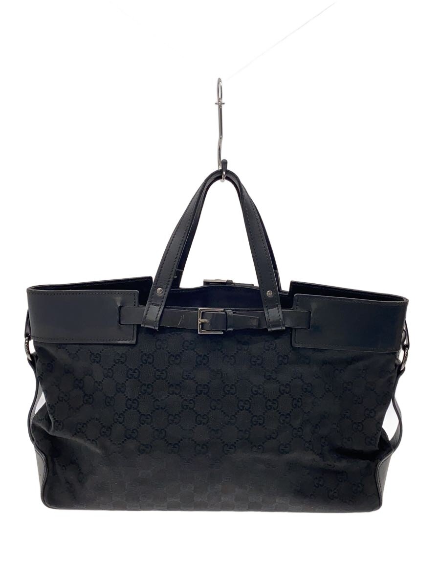 GUCCI - 【中古】GUCCI◆トートバッグ_GGキャンバス/キャンバス/BLK【バッグ】