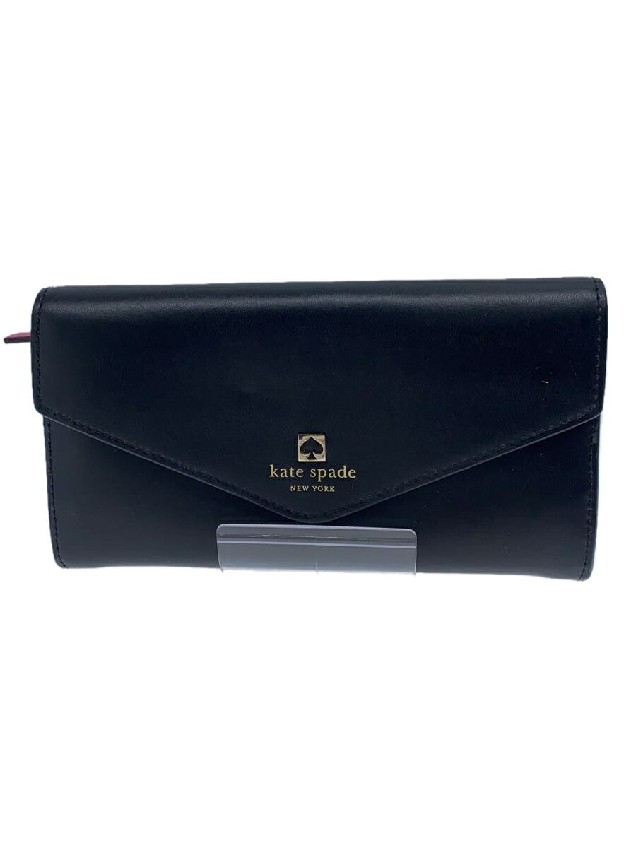 【中古】kate spade new york◆長財布/レザー/BLK/レディース【服飾雑貨他】