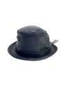 【中古】NEWYORK HAT&CAP CO.◆#9246 LAMBSKIN STINGY/ハット/M/羊革/BLK/メンズ【服飾雑貨他】