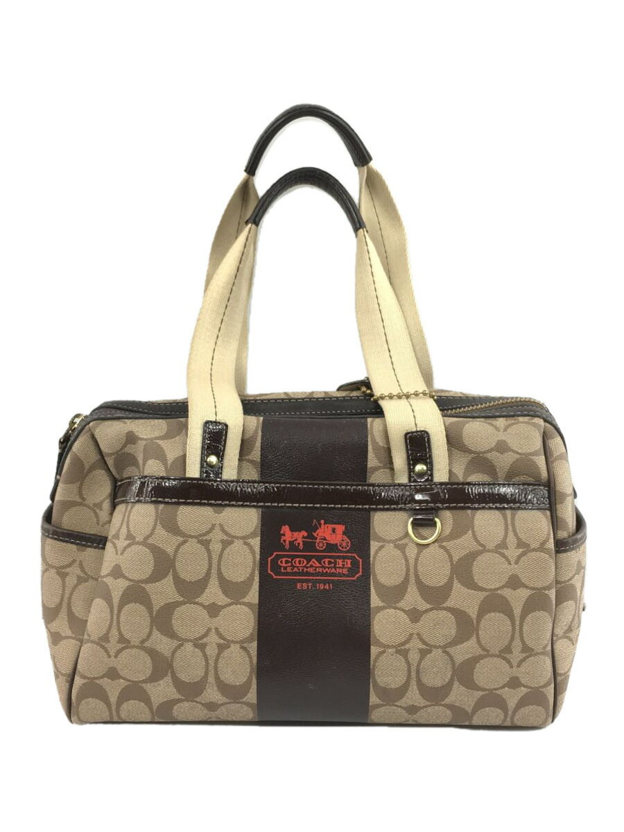 【中古】COACH◆ボストンバッグ_シグネチャー/キャンバス/BRW【バッグ】