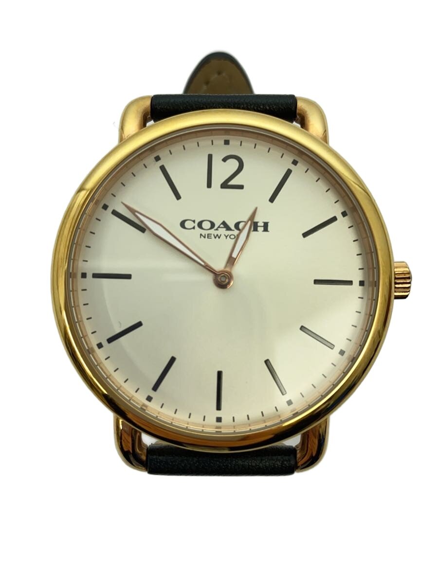 COACH - 【中古】COACH◆クォーツ腕時計/アナログ/ステンレス/ゴールド/ホワイト/ブラック/ca.97.2.34.1471//【服飾雑貨他】