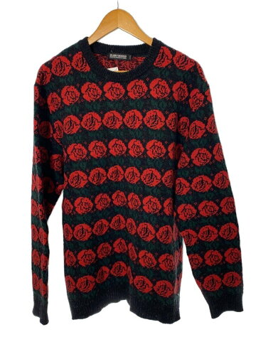 【中古】COOTIE◆Rose Pattern Sweater/ニット・セーター(厚手)/L/ウール/RED/花柄【メンズウェア】 【中古】COOTIE◆Rose Pattern Sweater/ニット・セーター(厚手)/L/ウール/RED/花柄【メンズウェア】