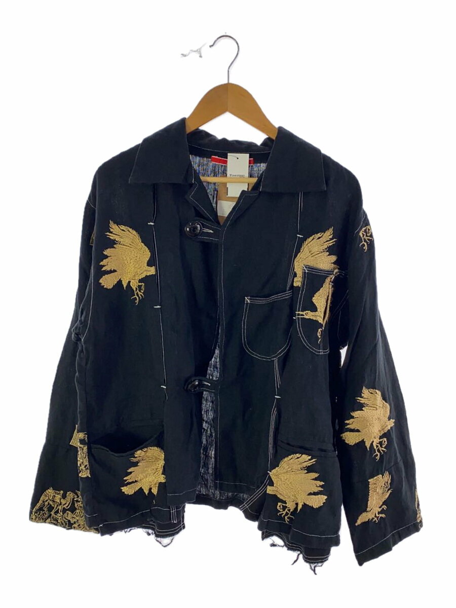 【中古】LEH◆WESTERN JKT/長袖シャツ/L/リネン/BLK/総柄/LEH 843【メンズウェア】
