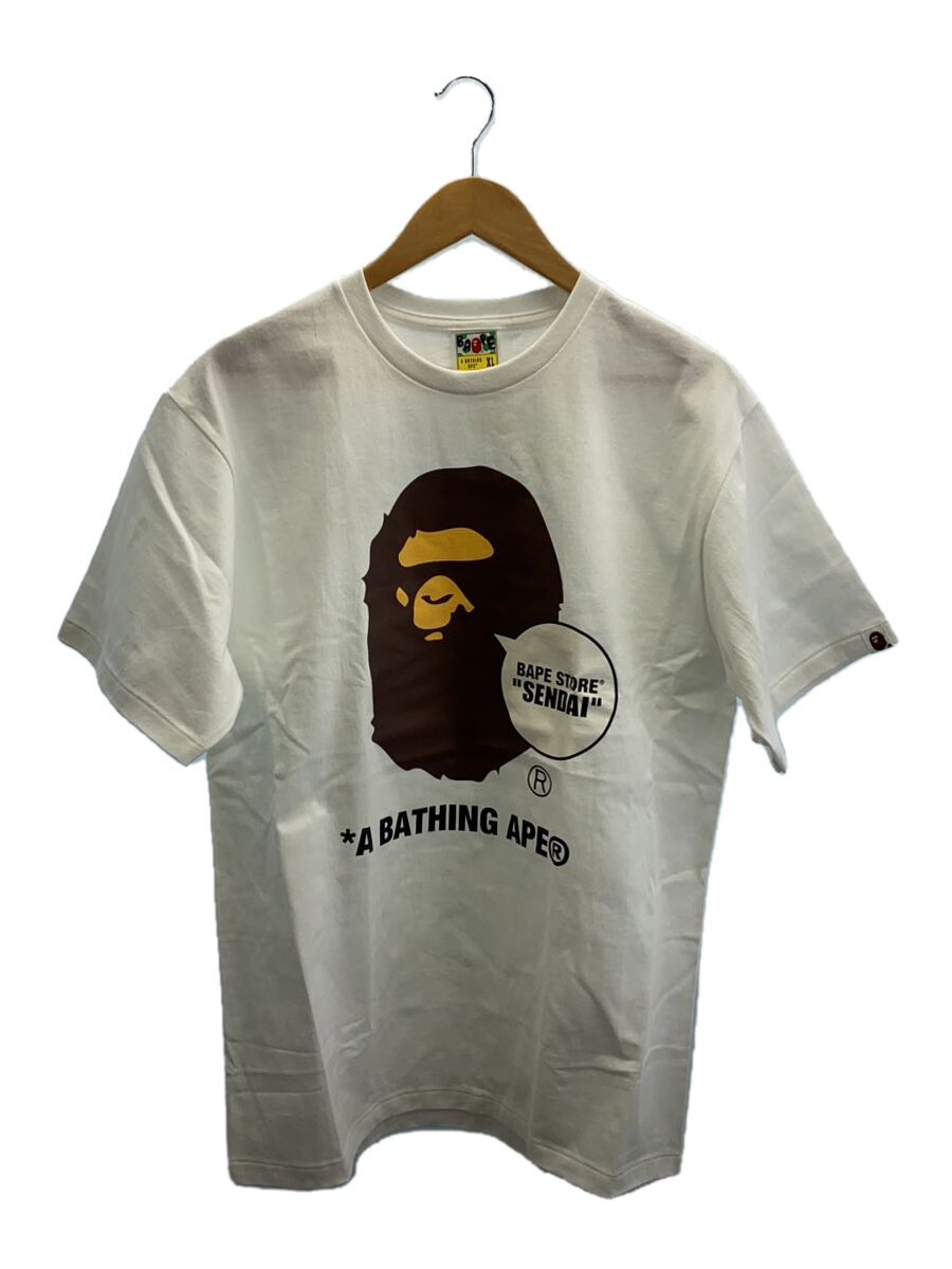 【中古】A BATHING APE◆Tシャツ/XL/コットン/WHT/ホワイト/白/無地/001TEJ721071F/アベイシングエイプ【メンズウェア】
