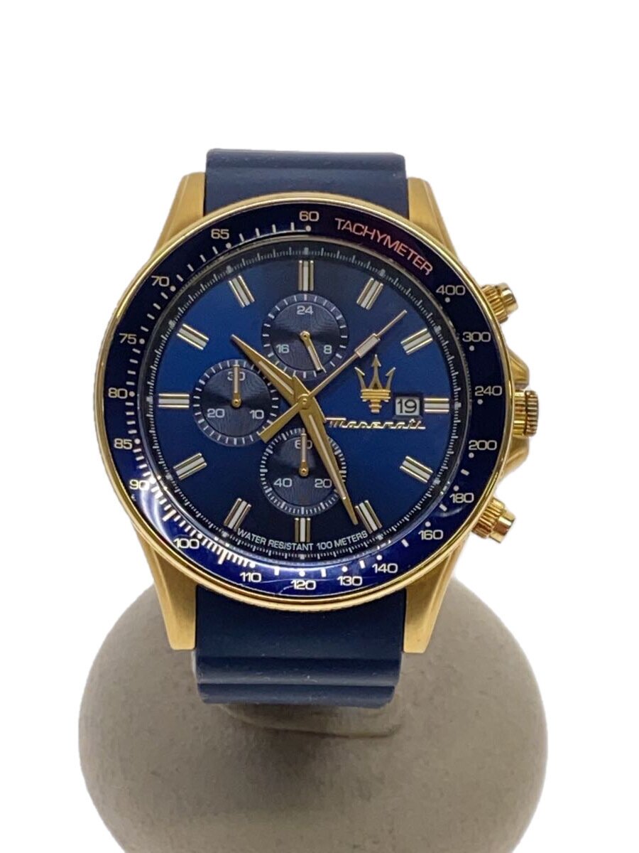 【中古】MASERATI◆クォーツ腕時計/アナログ/NVY/R8871640004【服飾雑貨他】