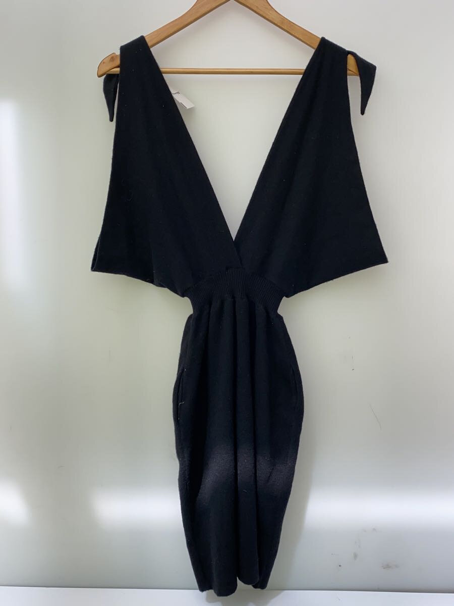 【中古】CHANEL◆ニットノースリーブワンピース/36/ウール/BLK【レディースウェア】