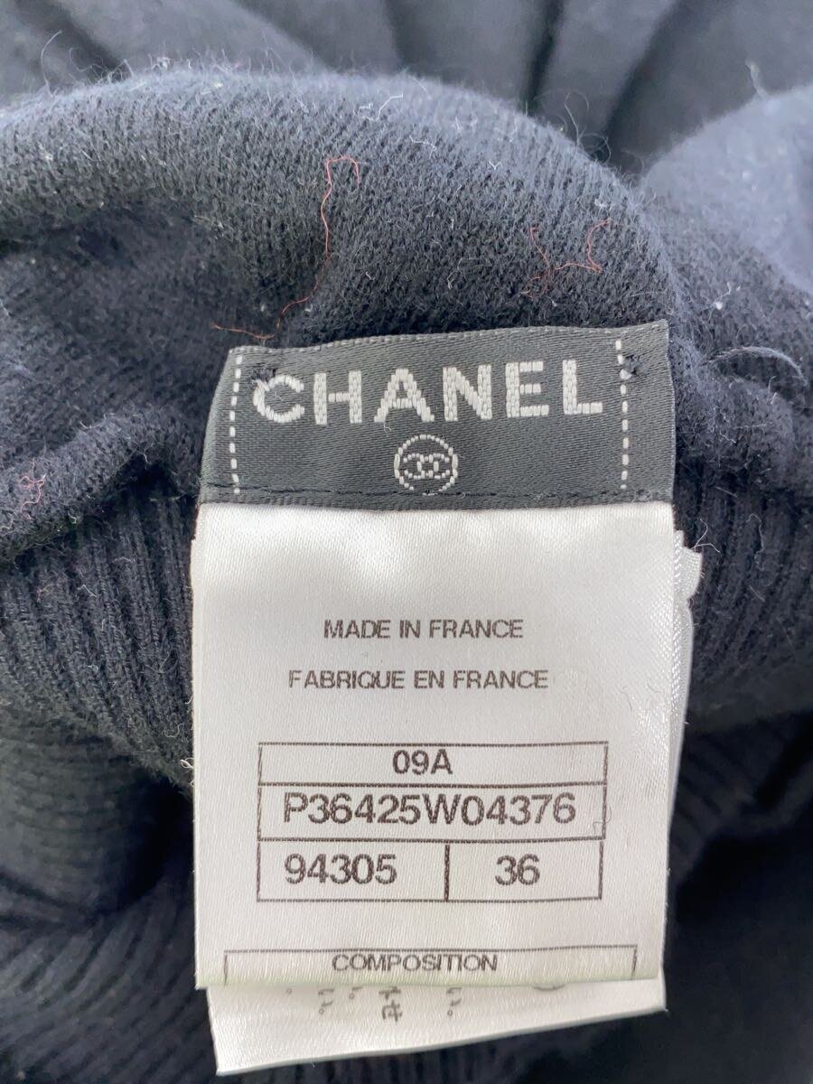 【中古】CHANEL◆ニットノースリーブワンピース/36/ウール/BLK【レディースウェア】
