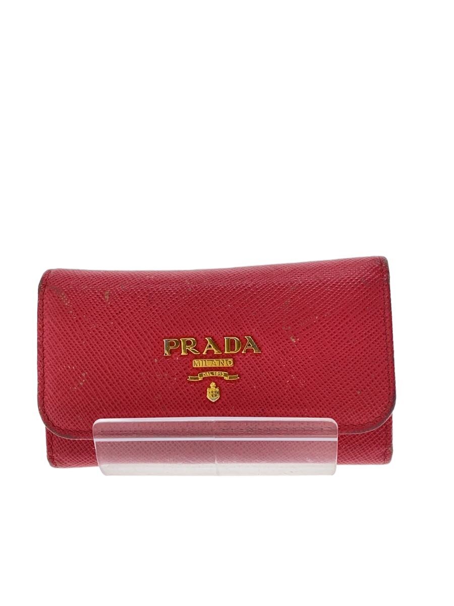 【中古】PRADA◆キーケース/レザー/PNK/無地/メンズ【服飾雑貨他】