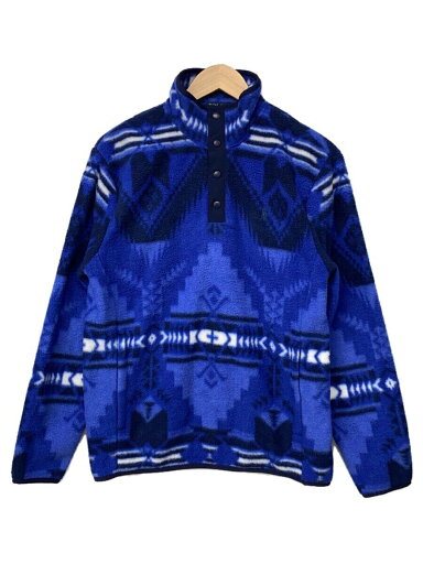 【中古】POLO RALPH LAUREN◆プルオーバーフリースジャケット/S/ネイティブ柄/ポニー刺繍/ポリエステル/BLU/総柄【メンズウェア】 【中古】POLO RALPH LAUREN◆プルオーバーフリースジャケット/S/ネイティブ柄/ポニー刺繍/ポリエステル/BLU/総柄【メンズウェア】