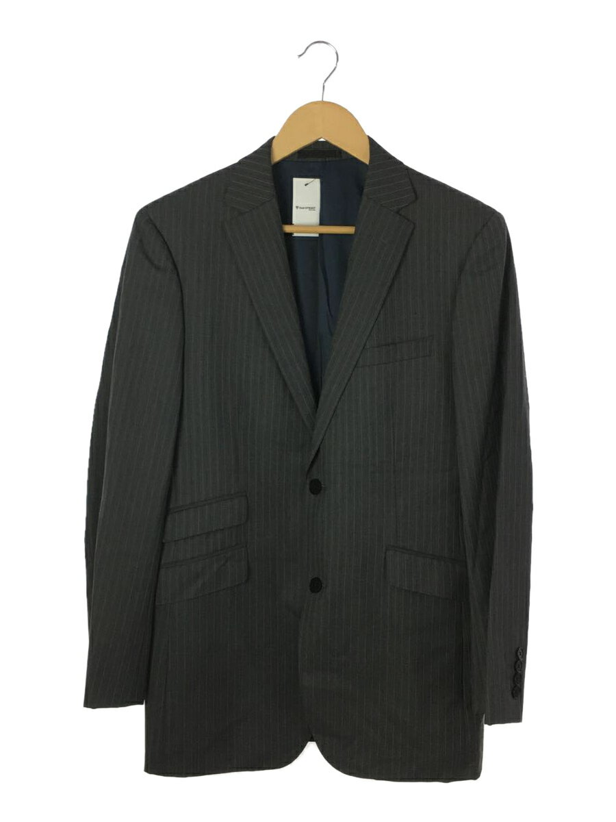 【中古】BURBERRY BLACK LABEL◆バーバリーブラックレーベルテーラードジャケット/40/ウール/GRY/ストライプ/BMD17-705-07【メンズウェア】