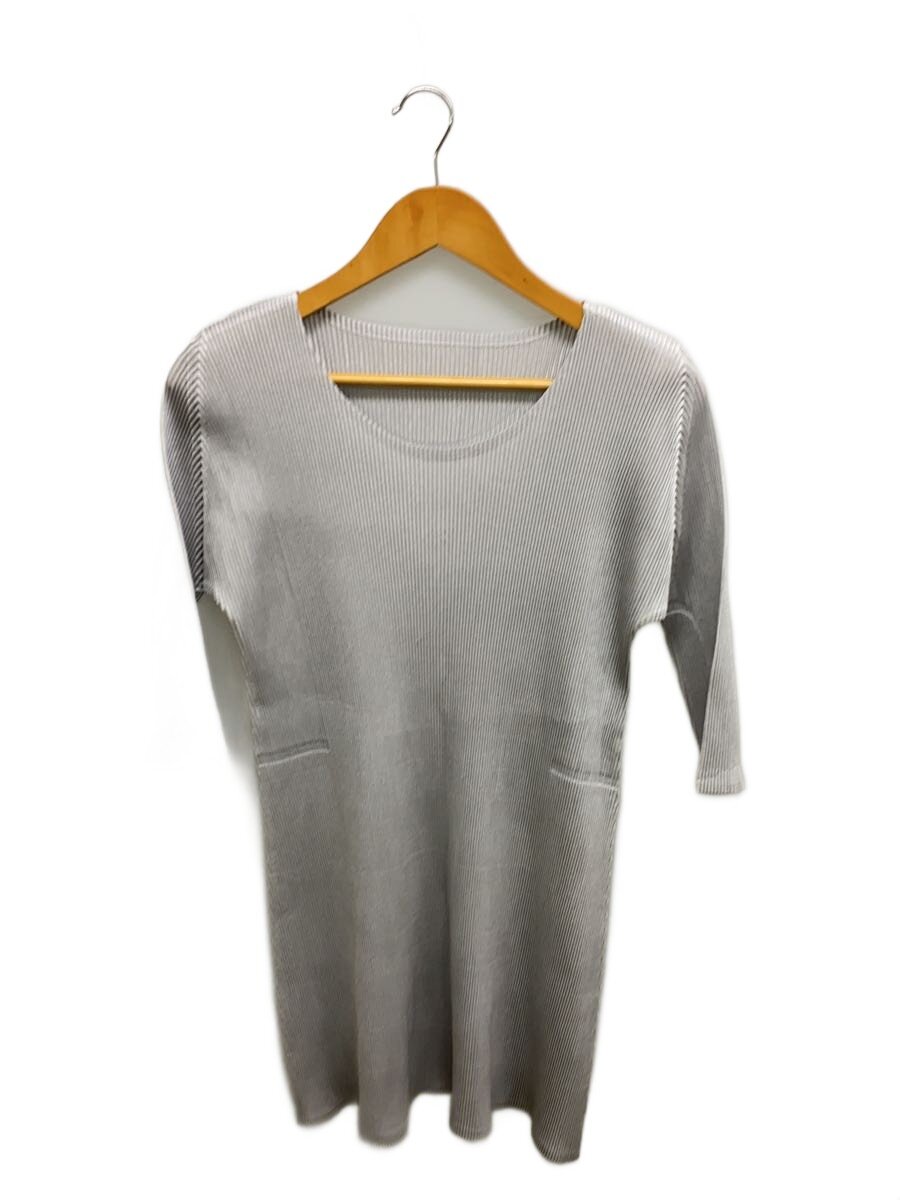 【中古】PLEATS PLEASE ISSEY MIYAKE◆長袖カットソー/3/ポリエステル/GRY/無地/PP31-FT674【レディースウェア】