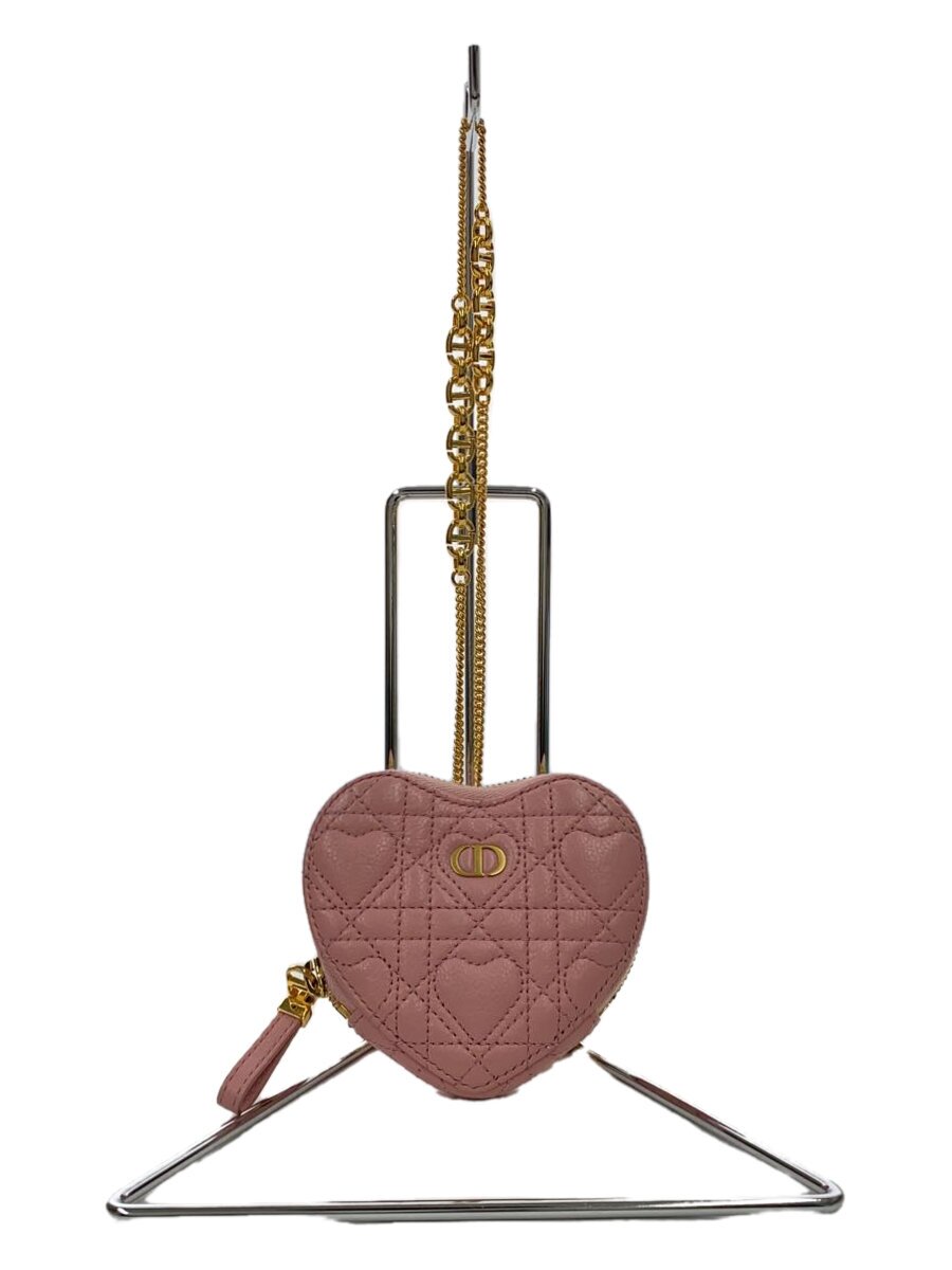 【中古】Christian Dior◆カロチェーンハートポーチ/ポーチ/レザー/PNK/カナージュ/ハート/S5097UNID【バッグ】