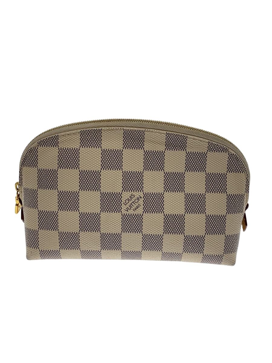 【中古】LOUIS VUITTON◆ポシェット・コスメティックPM_ダミエ・アズール/PVC/WHT【バッグ】