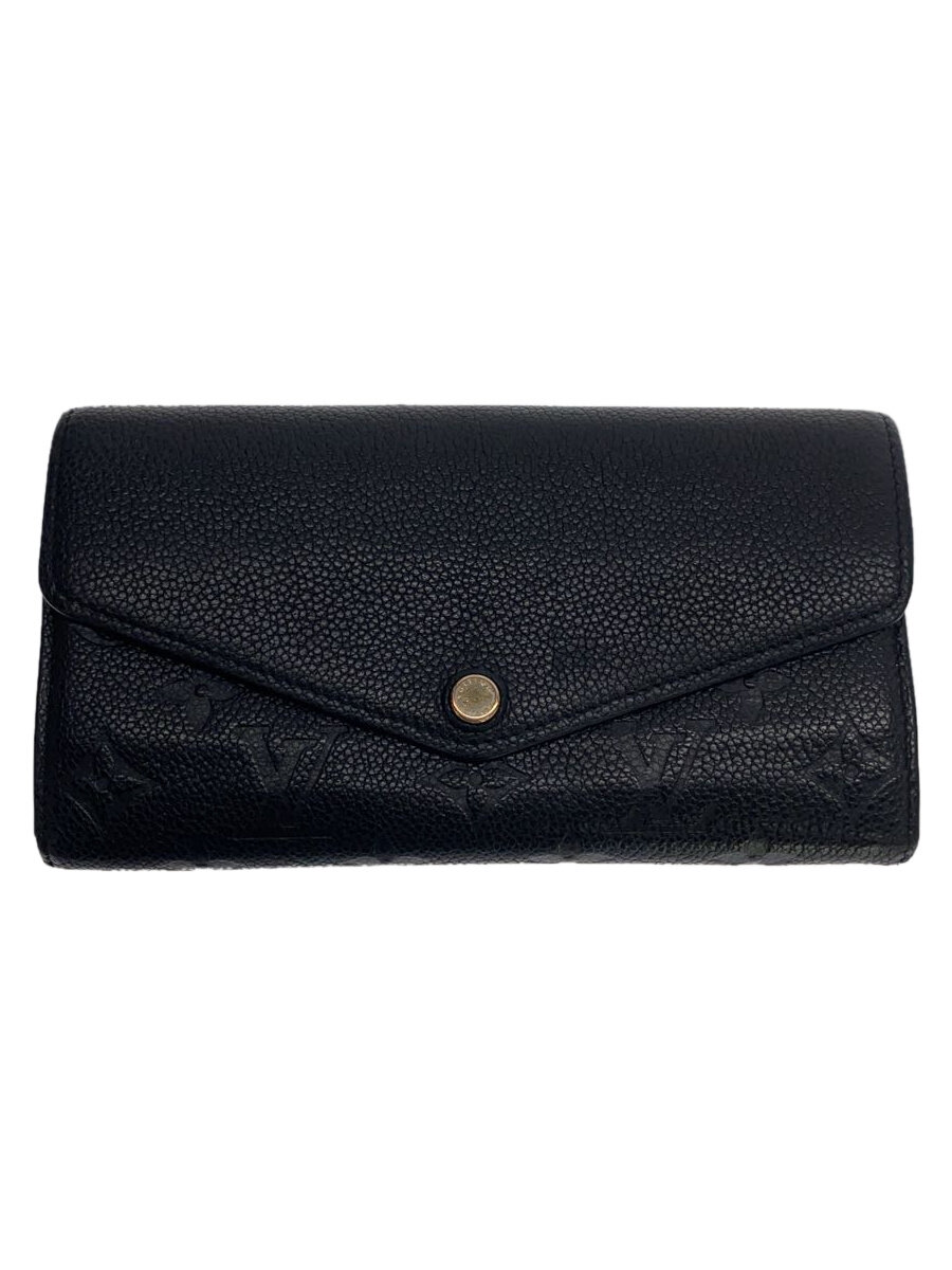 【中古】LOUIS VUITTON◆ポルト・フォイユ・サラ_モノグラム・アンプラント_BLK/レザー/BLK/メンズ【服飾雑貨他】