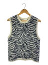 【中古】doublet◆22AW/ニットベスト(厚手)/XL/アルパカ/ブラック/総柄/22AW43KN81【メンズウェア】