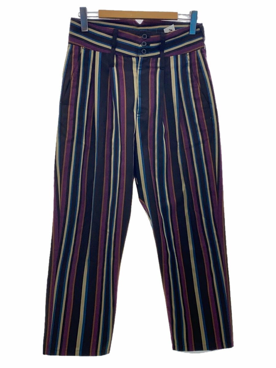 【中古】MUZE◆スラックスパンツ/2/ポリエステル/マルチカラー/ストライプ/m19w-mp1【メンズウェア】