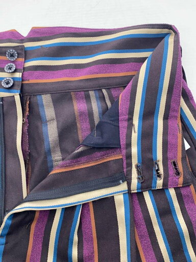 【中古】MUZE◆スラックスパンツ/2/ポリエステル/マルチカラー/ストライプ/m19w-mp1【メンズウェア】