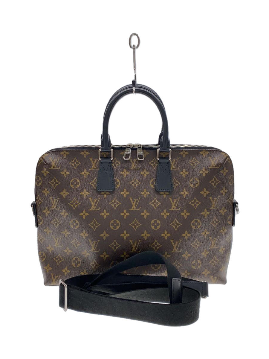 【中古】LOUIS VUITTON◆1)ポルト・ドキュマン・ジュール_モノグラム・マカサー_BRW/PVC/BRW/総柄【バッグ】