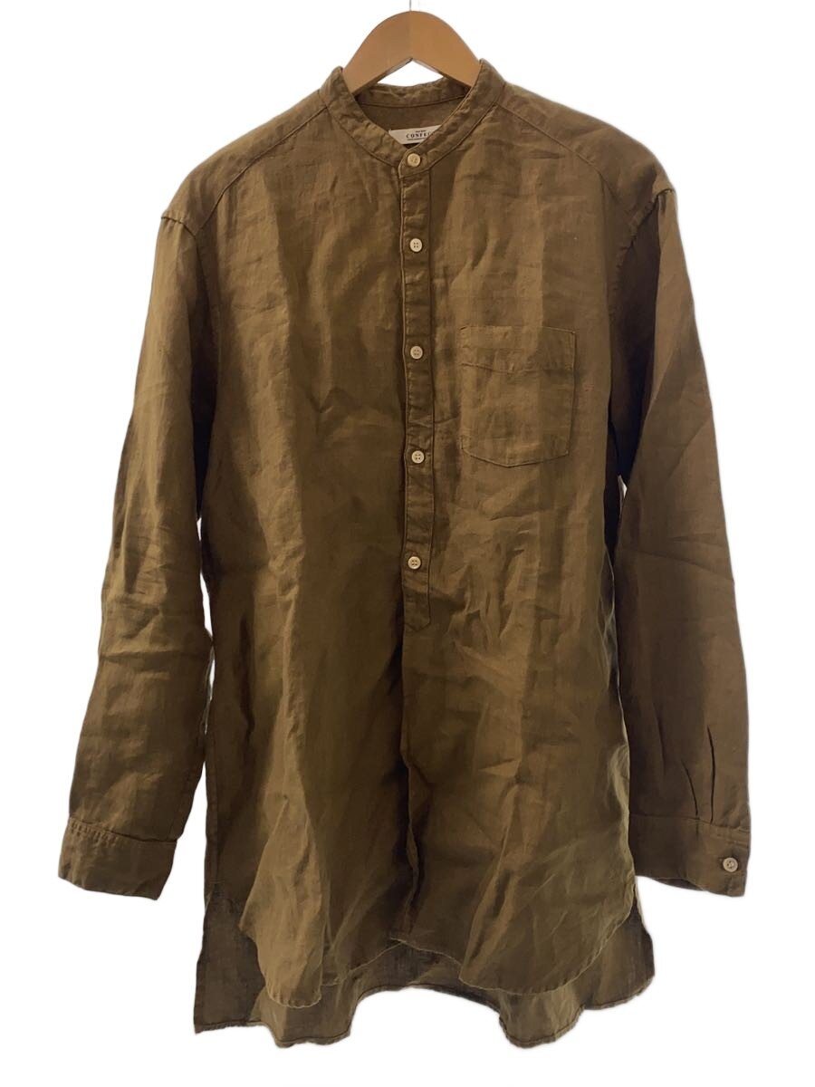 nest robe CONFECT◆ノーカラー長袖シャツ/4/ヘンプ/CML/無地