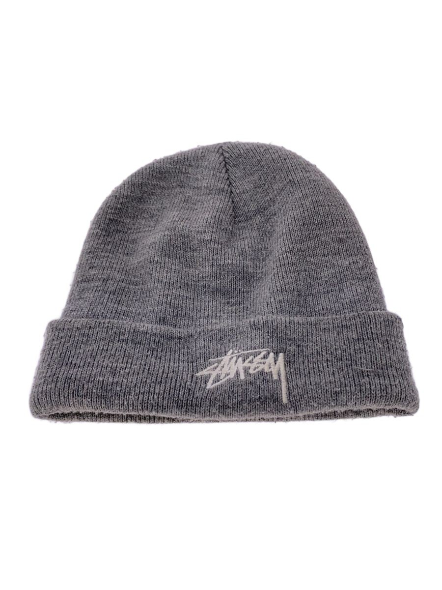 【中古】STUSSY◆ニットキャップ/--/アクリル/GRY/メンズ/USA製【服飾雑貨他】