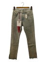 【中古】MSGM◆裾サイドスリット_スリムストレートハイウエストブリーチデニムパンツ/40/2241MDP13L 174289【レディースウェア】