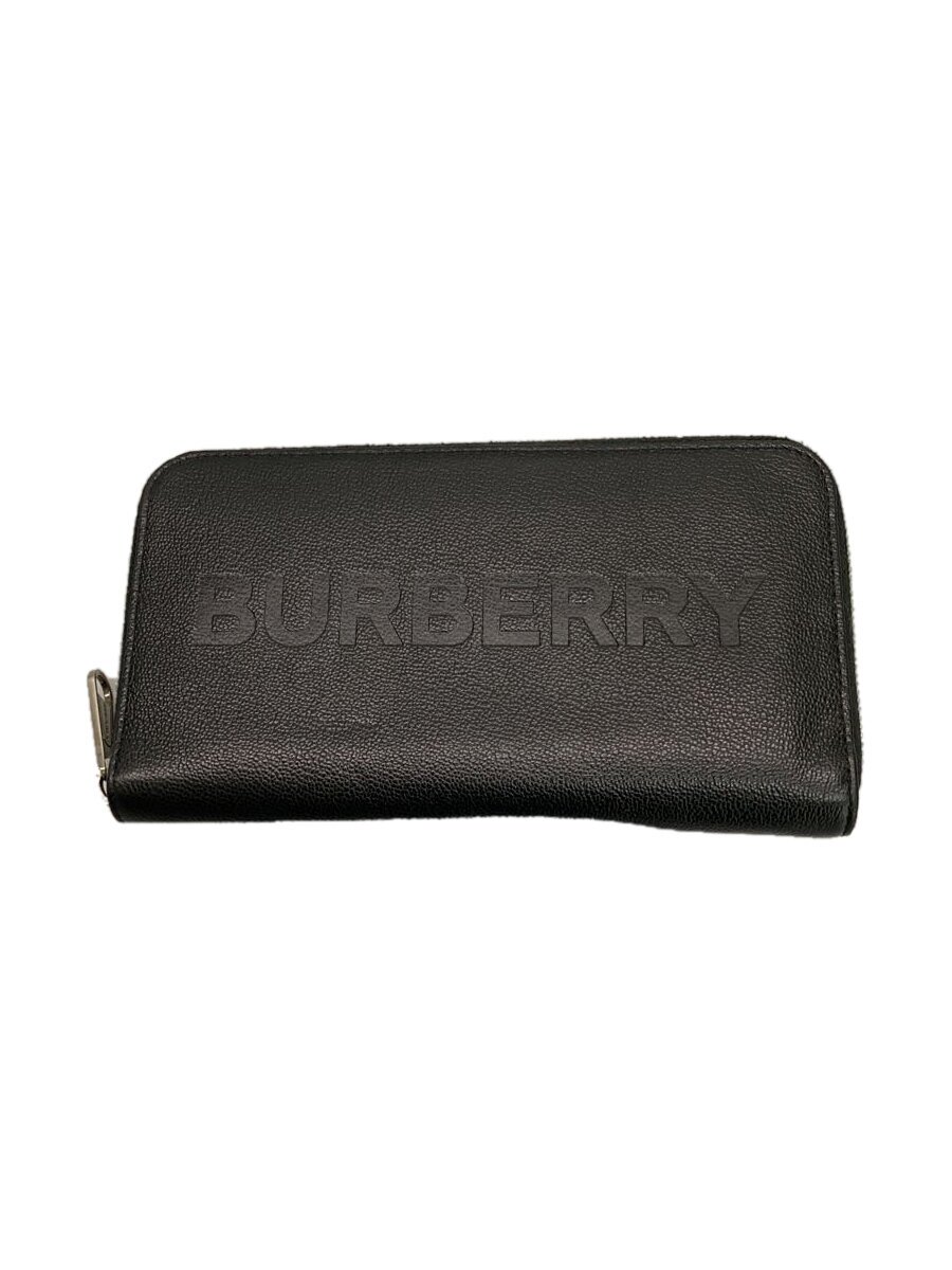 【中古】BURBERRY◆長財布/牛革/BLK/無地/メンズ【服飾雑貨他】