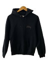 【中古】STUSSY◆パーカー/S/コットン/BLK/裏起毛【メンズウェア】