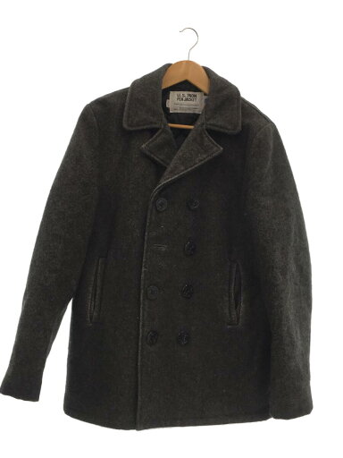 【中古】Schott◆ピーコート/--/ウール/GRY/無地【メンズウェア】 【中古】Schott◆ピーコート/--/ウール/GRY/無地【メンズウェア】