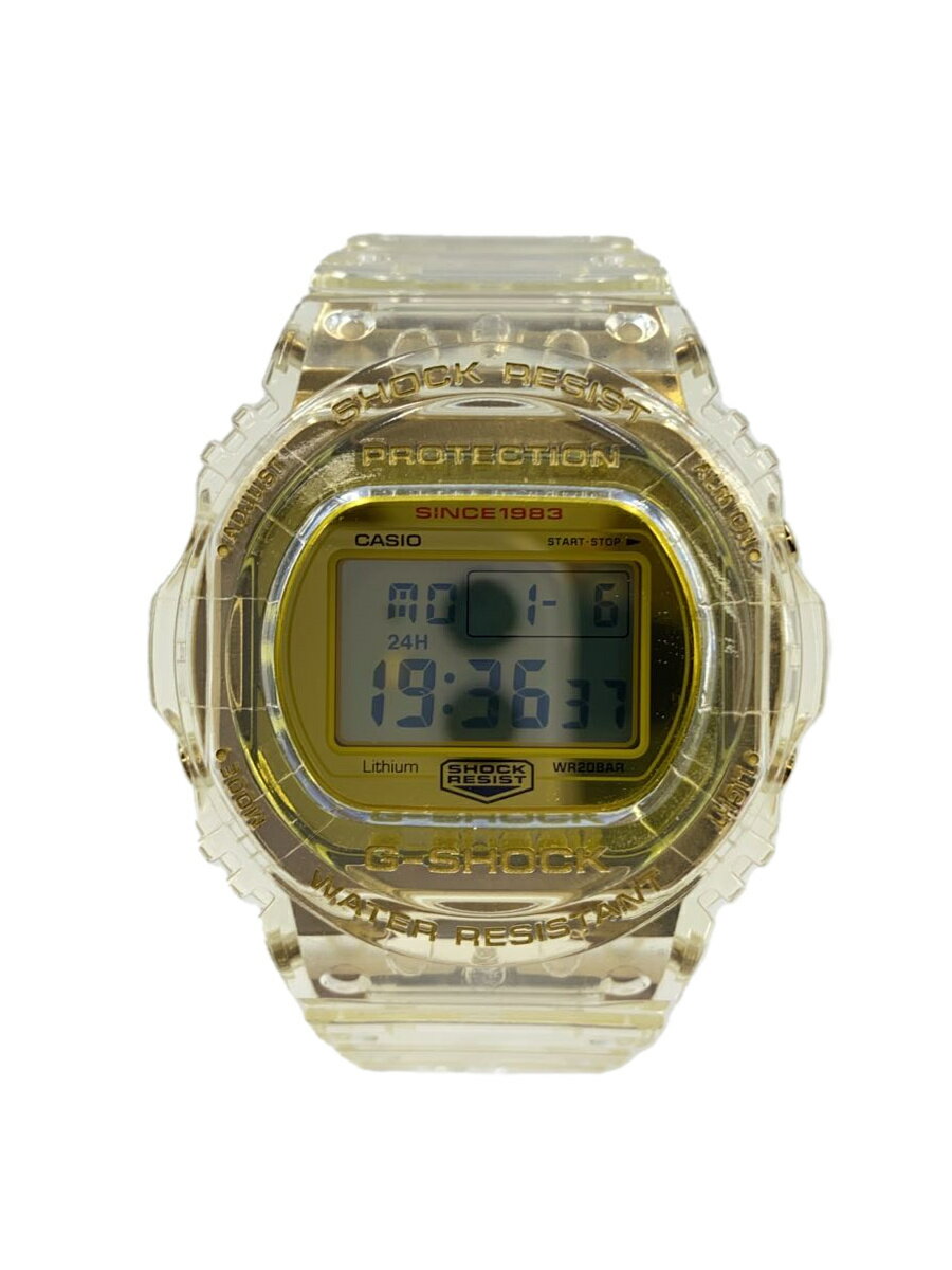 【中古】CASIO◆クォーツ腕時計/デジタル/ラバー/GLD/DW-5735【服飾雑貨他】