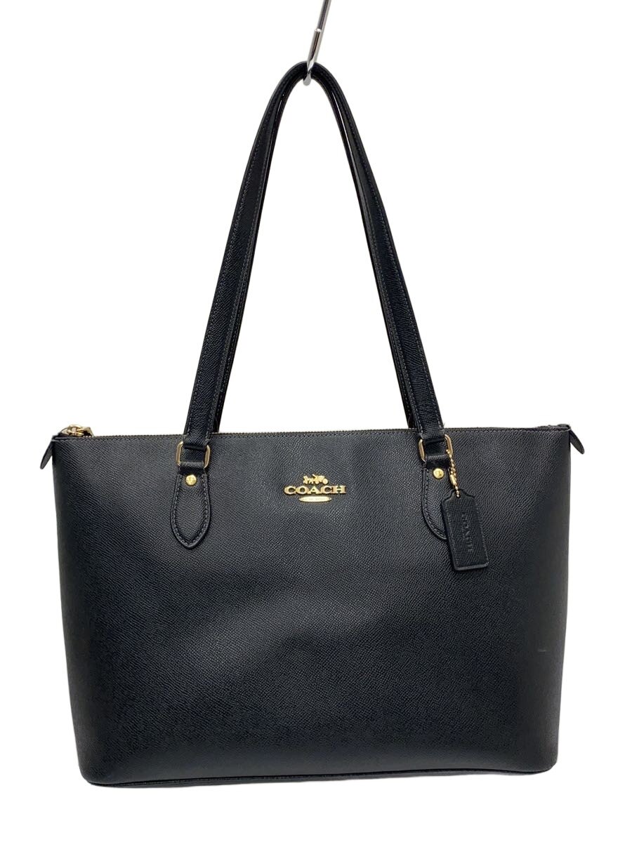 【中古】COACH◆ギャラリー・トート/レザー/BLK/無地【バッグ】