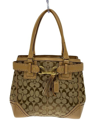 【中古】COACH◆ハンドバッグ/--/BEG/総柄/※型崩れ/角スレ有【バッグ】 【中古】COACH◆ハンドバッグ/--/BEG/総柄/※型崩れ/角スレ有【バッグ】