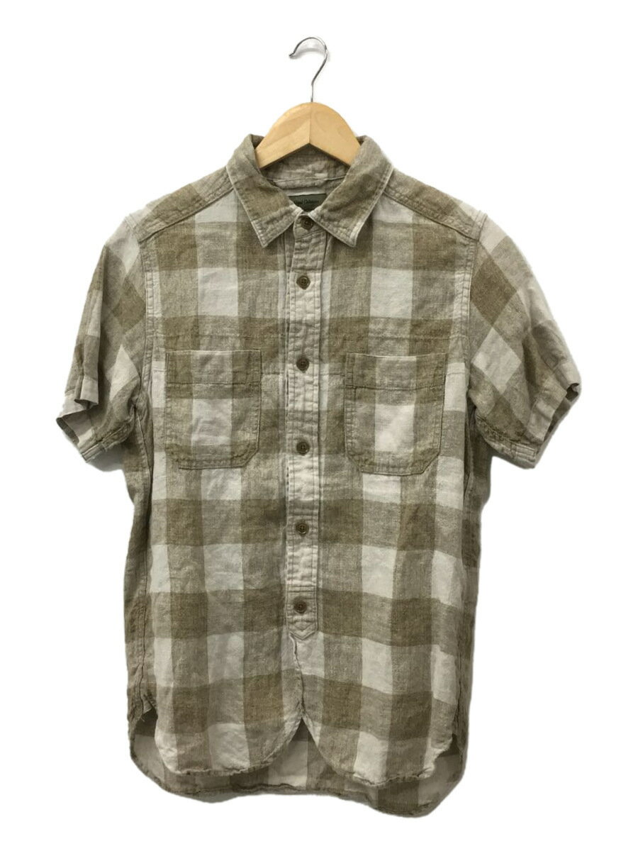 【中古】Nigel Cabourn◆WW1/S.S.SHIRT/46/リネン/CML/チェック/8020011011【メンズウェア】