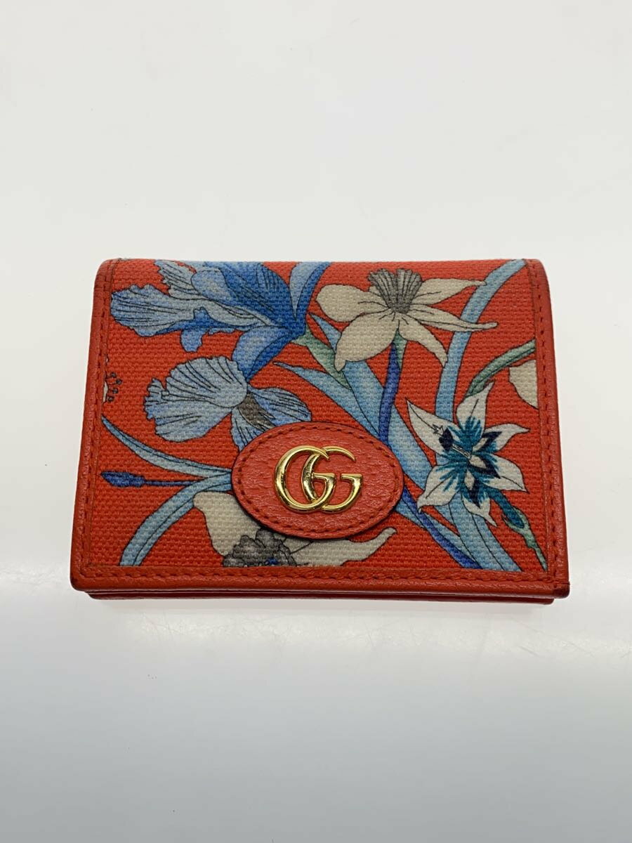【中古】GUCCI◆GGマーモント/フローラ/2つ折り財布/キャンバス/RED/花柄/レディース/577347【服飾雑貨他】