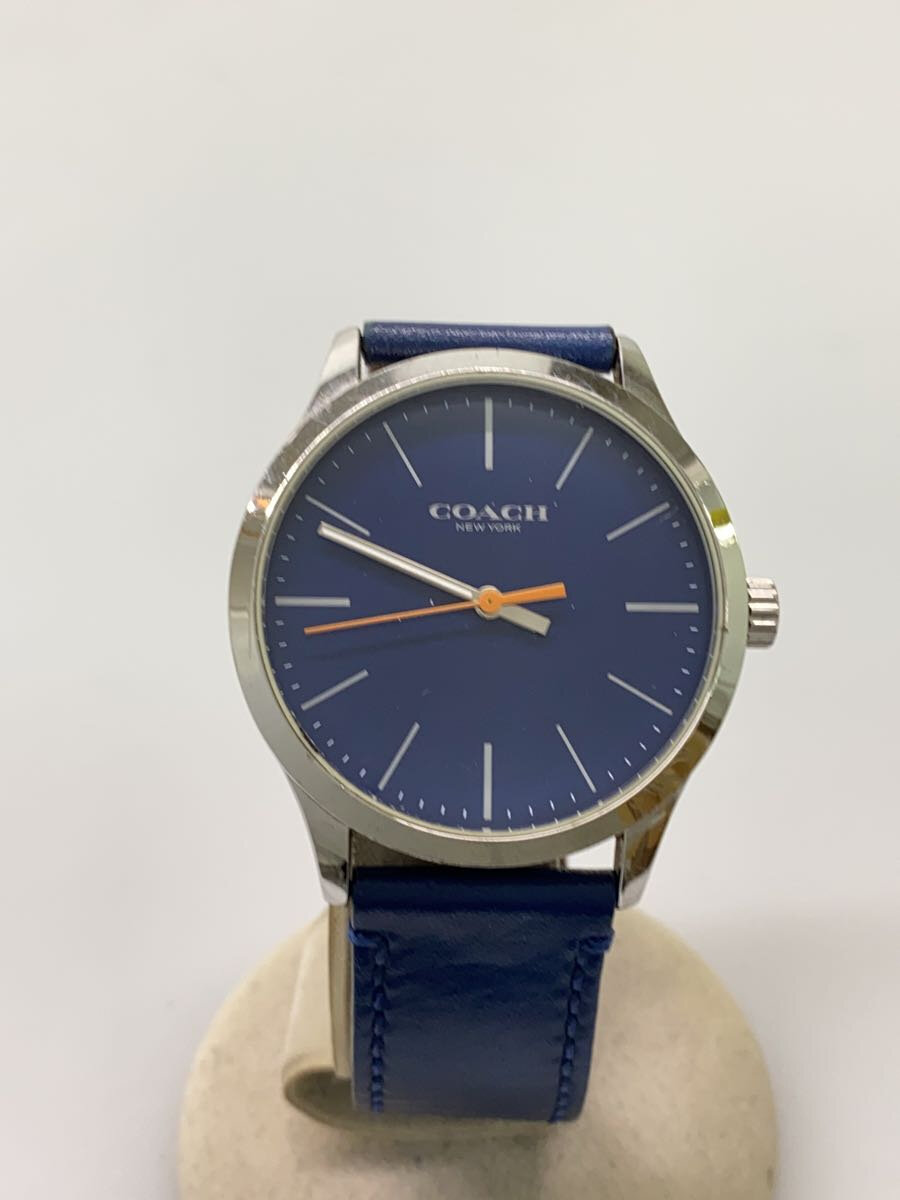 【中古】COACH◆クォーツ腕時計/アナログ/レザー/NVY/NVY/A.118.2.112.1640【服飾雑貨他】